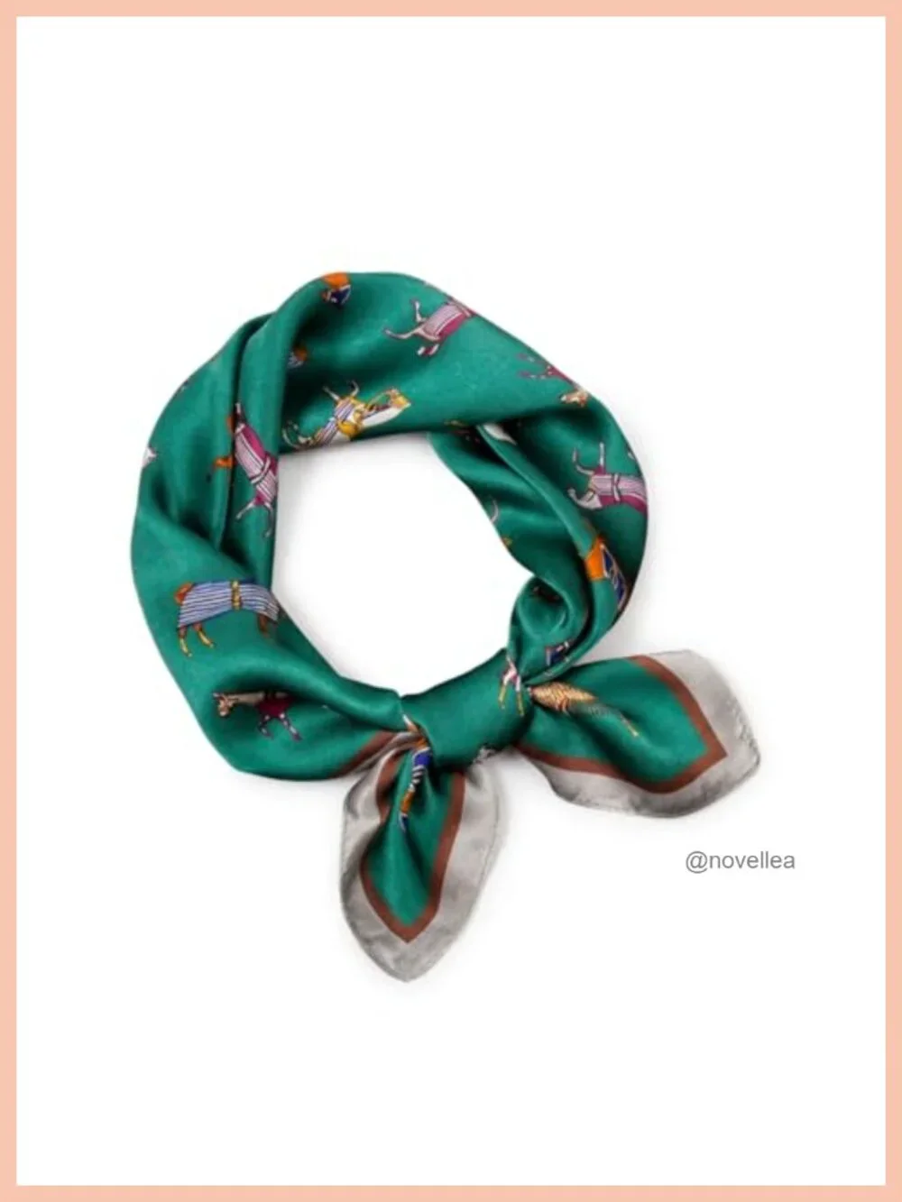 Silk Satin Square Neck Scarf Equestrian Theme Lightweight Wrap